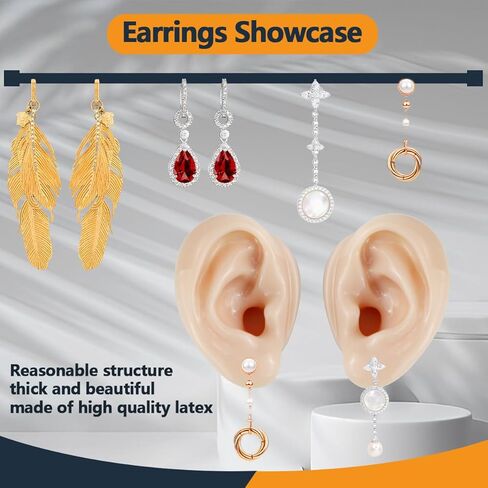 قطعتان من نماذج الأذن السيليكون، نماذج الأذن الزائفة اليسرى واليمنى الناعمة المرنة لممارسة ثقب الأذن الزائفة، قالب أذن سيليكون واقعي لأداة تعليمية ممارسة الدراسة، عرض المجوهرات in Kuwait