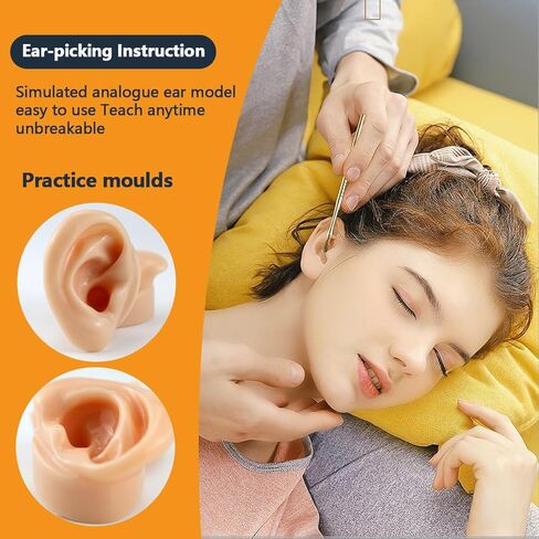 قطعتان من نماذج الأذن السيليكون، نماذج الأذن الزائفة اليسرى واليمنى الناعمة المرنة لممارسة ثقب الأذن الزائفة، قالب أذن سيليكون واقعي لأداة تعليمية ممارسة الدراسة، عرض المجوهرات in Kuwait