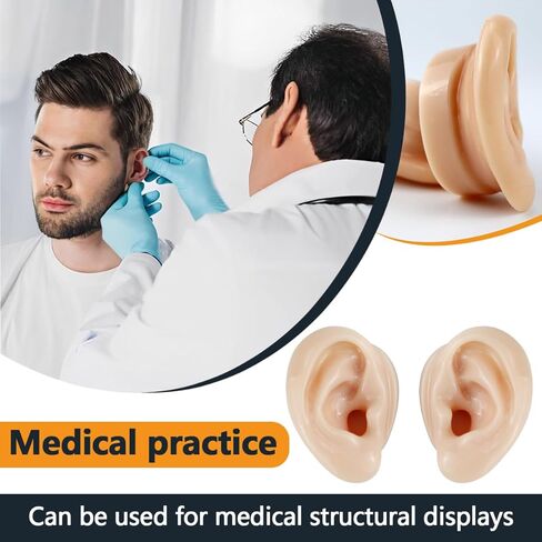 قطعتان من نماذج الأذن السيليكون، نماذج الأذن الزائفة اليسرى واليمنى الناعمة المرنة لممارسة ثقب الأذن الزائفة، قالب أذن سيليكون واقعي لأداة تعليمية ممارسة الدراسة، عرض المجوهرات in Kuwait