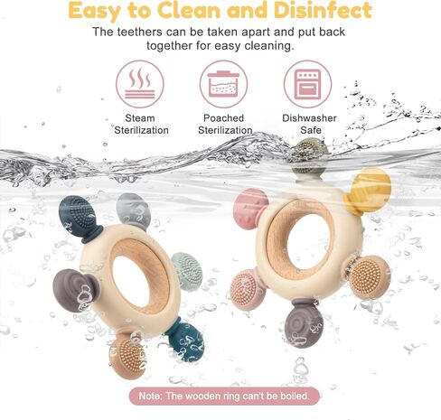 Baby Teething Toys for 0-6 6-12 Months, BPA Free Silicone Hand Teether Ring | 6 Textured Surface for Gum Relief, Easy to Grip, Dishwasher Safe, Infant Chew Toys, Newborn Gifts in Saudi Arabia
