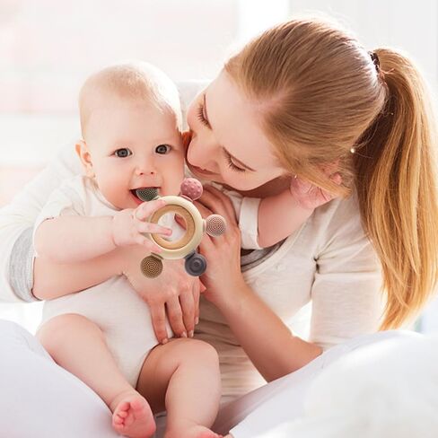 Baby Teething Toys for 0-6 6-12 Months, BPA Free Silicone Hand Teether Ring | 6 Textured Surface for Gum Relief, Easy to Grip, Dishwasher Safe, Infant Chew Toys, Newborn Gifts in Saudi Arabia
