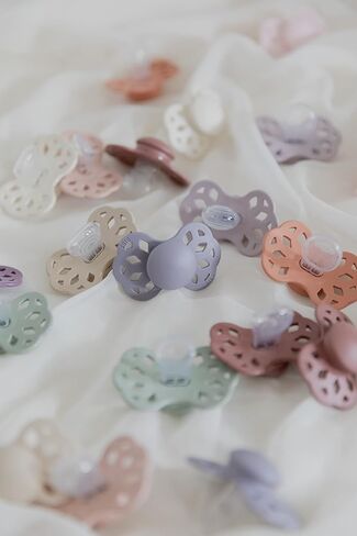 BIBS Infinity Symmetrical Soother 2-Pack, BPA Free, Symmetrical , Silicone, Symmetrical . Silicone, Made in Denmark, 0-6 Months (Pack of 2), Vanilla/Peach in Saudi Arabia