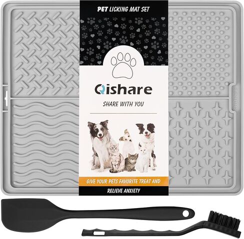 سجادة لعق كبيرة جدًا للكلاب والقطط من كيشار، وحدة تغذية بطيئة سميكة للكلاب، سجادة لعق مع أكواب شفط لتخفيف قلق الكلاب، سجادة علاج الكلاب، الاستحمام، التدريب والعناية (10.2 بوصة × 8.5 بوصة × 0.31 بوصة) in Kuwait