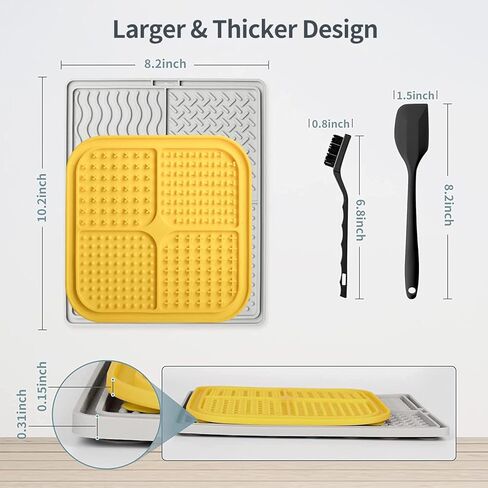 سجادة لعق كبيرة جدًا للكلاب والقطط من كيشار، وحدة تغذية بطيئة سميكة للكلاب، سجادة لعق مع أكواب شفط لتخفيف قلق الكلاب، سجادة علاج الكلاب، الاستحمام، التدريب والعناية (10.2 بوصة × 8.5 بوصة × 0.31 بوصة) in Kuwait