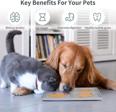 سجادة لعق كبيرة جدًا للكلاب والقطط من كيشار، وحدة تغذية بطيئة سميكة للكلاب، سجادة لعق مع أكواب شفط لتخفيف قلق الكلاب، سجادة علاج الكلاب، الاستحمام، التدريب والعناية (10.2 بوصة × 8.5 بوصة × 0.31 بوصة) in Kuwait