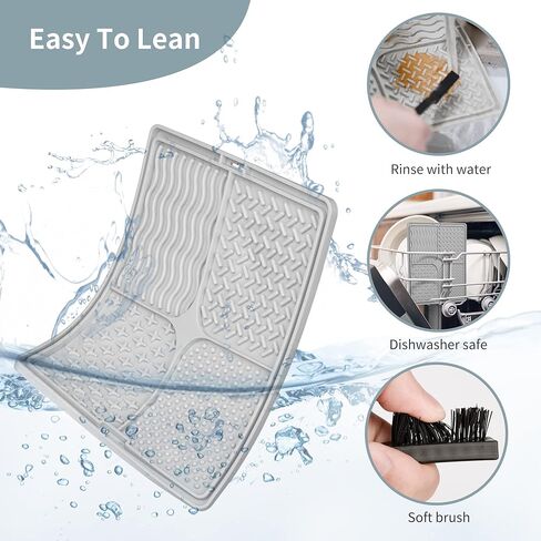 سجادة لعق كبيرة جدًا للكلاب والقطط من كيشار، وحدة تغذية بطيئة سميكة للكلاب، سجادة لعق مع أكواب شفط لتخفيف قلق الكلاب، سجادة علاج الكلاب، الاستحمام، التدريب والعناية (10.2 بوصة × 8.5 بوصة × 0.31 بوصة) in Kuwait