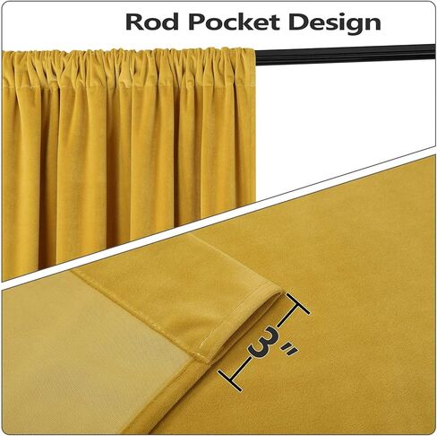 Haperlare ستائر مخملية مقاس 84 بوصة، ستائر مخملية لغرفة الأطفال، ستائر للخصوصية تحجب الضوء، ستائر مخملية أنيقة لديكور المنزل، غطاء نافذة لغرفة المعيشة/القاعة/المدخل، أصفر، لوحتان in Kuwait