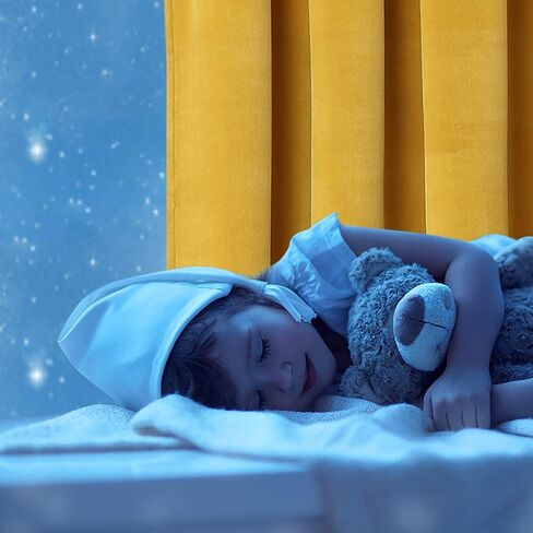 Haperlare ستائر مخملية مقاس 84 بوصة، ستائر مخملية لغرفة الأطفال، ستائر للخصوصية تحجب الضوء، ستائر مخملية أنيقة لديكور المنزل، غطاء نافذة لغرفة المعيشة/القاعة/المدخل، أصفر، لوحتان in Kuwait