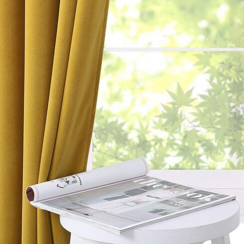 Haperlare ستائر مخملية مقاس 84 بوصة، ستائر مخملية لغرفة الأطفال، ستائر للخصوصية تحجب الضوء، ستائر مخملية أنيقة لديكور المنزل، غطاء نافذة لغرفة المعيشة/القاعة/المدخل، أصفر، لوحتان in Kuwait