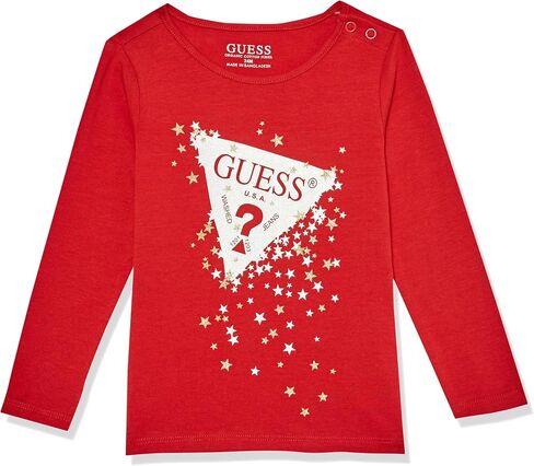 GUESS Baby Girls' Organic Cotton Glitter Print Logo Tee in Saudi Arabia