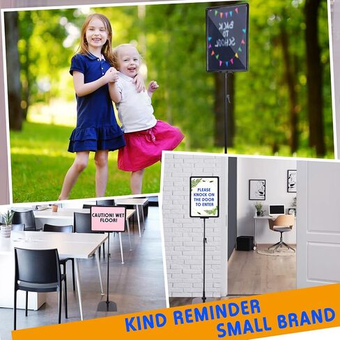 Hicarer 8 Pack Adjustable Sign Holder Poster Stand 8.5 x 11 in Floor Standing Sign Holder Heavy Duty Aluminum Pedestal Vertical Horizontal Black View Sign Displayed for Display Advertising Restaurant in Saudi Arabia