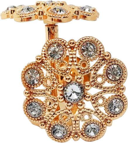 YYC زوج واحد من ميدالية الستائر الكريستالية، ستائر زخرفية، حامل ستائر معدنية، خطافات حائط للستائر (ذهبي) in Kuwait