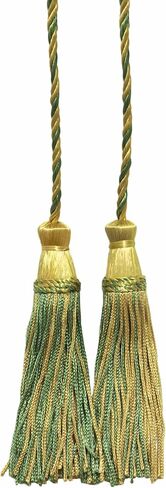 Decorative Handcrafted Double Tassel Curtain and Drapery Tieback Holdback, 4" Tassel (10cm), 29" Spread (73.5cm) # CDCT, Blonde Beige #3432 (Light Beige, Dark Beige, Light Gold) Pack of 2 in Saudi Arabia