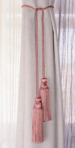 Decorative Handcrafted Double Tassel Curtain and Drapery Tieback Holdback, 4" Tassel (10cm), 29" Spread (73.5cm) # CDCT, Blonde Beige #3432 (Light Beige, Dark Beige, Light Gold) Pack of 2 in Saudi Arabia