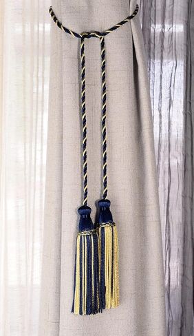 Decorative Handcrafted Double Tassel Curtain and Drapery Tieback Holdback, 4" Tassel (10cm), 29" Spread (73.5cm) # CDCT, Blonde Beige #3432 (Light Beige, Dark Beige, Light Gold) Pack of 2 in Saudi Arabia