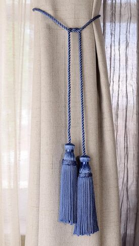 Decorative Handcrafted Double Tassel Curtain and Drapery Tieback Holdback, 4" Tassel (10cm), 29" Spread (73.5cm) # CDCT, Blonde Beige #3432 (Light Beige, Dark Beige, Light Gold) Pack of 2 in Saudi Arabia
