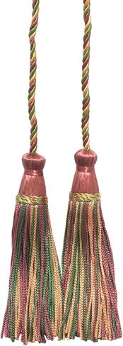 Decorative Handcrafted Double Tassel Curtain and Drapery Tieback Holdback, 4" Tassel (10cm), 29" Spread (73.5cm) # CDCT, Blonde Beige #3432 (Light Beige, Dark Beige, Light Gold) Pack of 2 in Saudi Arabia