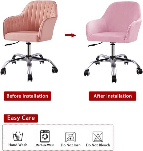 مجموعة LIPOR مكونة من غطاء كرسي كمبيوتر أسود واحد مع أذرع مخملية دوارة منحنية للكرسي الخلفي غطاء منزلق لمسند الذراع لغرفة الطعام وغطاء واقي لكرسي المكتب للمنزل (أسود، قطعة واحدة) in Kuwait