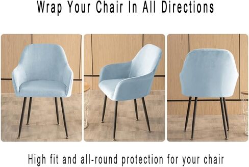 مجموعة LIPOR مكونة من غطاء كرسي كمبيوتر أسود واحد مع أذرع مخملية دوارة منحنية للكرسي الخلفي غطاء منزلق لمسند الذراع لغرفة الطعام وغطاء واقي لكرسي المكتب للمنزل (أسود، قطعة واحدة) in Kuwait