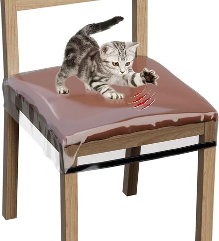 STARTWO 4 Pack Plastic Chair Cover, Plastic Seat Covers for Dining Room Chairs, Water and Kitty Scratch Resistant Clear PVC Chair Protector, Fits 16"-18" Seat, Adjustable Waterproof Chairs Slipcover in Kuwait