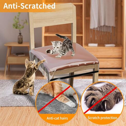 STARTWO 4 Pack Plastic Chair Cover, Plastic Seat Covers for Dining Room Chairs, Water and Kitty Scratch Resistant Clear PVC Chair Protector, Fits 16"-18" Seat, Adjustable Waterproof Chairs Slipcover in Kuwait