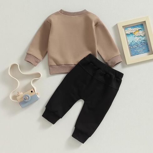 Ursobutegl Mamas Boy Clothes Toddler Baby Fall Winter Outfits Long Sleeve Letter Sweatshirt Top Pants Casual Tracksuit in Kuwait