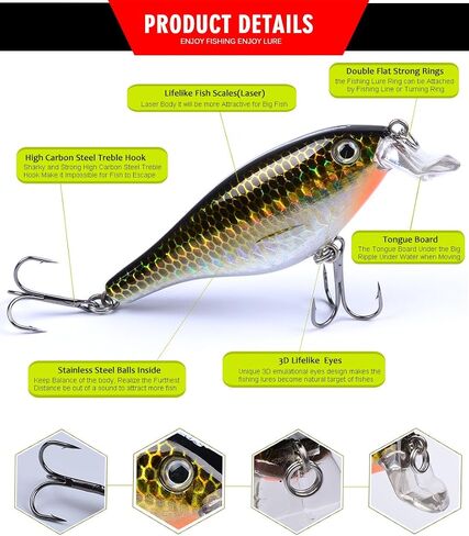 PROBEROS Crankbaits مجموعة الصيد إغراء الطعوم الصلبة سويمبيتس قارب المحيط توبوتر السحر عدة صيد السمك الطعوم الصلبة مجموعة لسمك السلمون المرقط باس جثم الصيد السحر مجموعة in Kuwait