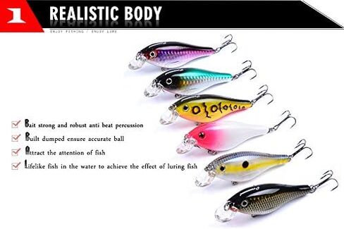 PROBEROS Crankbaits مجموعة الصيد إغراء الطعوم الصلبة سويمبيتس قارب المحيط توبوتر السحر عدة صيد السمك الطعوم الصلبة مجموعة لسمك السلمون المرقط باس جثم الصيد السحر مجموعة in Kuwait
