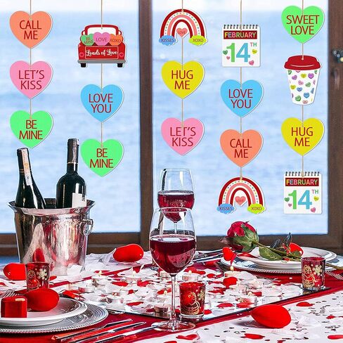 30 قطعة زينة معلقة على شكل قلب حلوى عيد الحب، زينة خشبية لعيد الحب، قلوب محادثة حلوة، زينة شجرة معلقة لحفلات الزفاف وعيد الحب in Kuwait