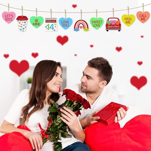 30 قطعة زينة معلقة على شكل قلب حلوى عيد الحب، زينة خشبية لعيد الحب، قلوب محادثة حلوة، زينة شجرة معلقة لحفلات الزفاف وعيد الحب in Kuwait