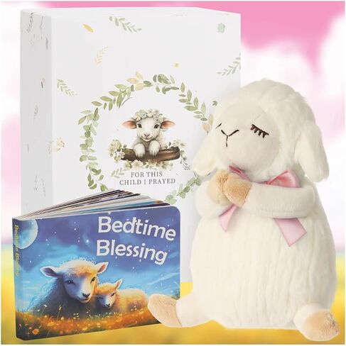 Sawnfay Baptism Gifts for Girls and Newborn Baby, Christening Gifts Set, 7" Praying Lamb Plush Toy and Bedtime Blessing Book in Keepsake Gift Box in Saudi Arabia