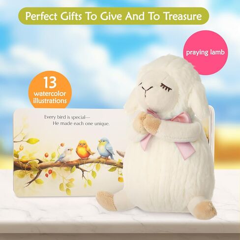 Sawnfay Baptism Gifts for Girls and Newborn Baby, Christening Gifts Set, 7" Praying Lamb Plush Toy and Bedtime Blessing Book in Keepsake Gift Box in Saudi Arabia