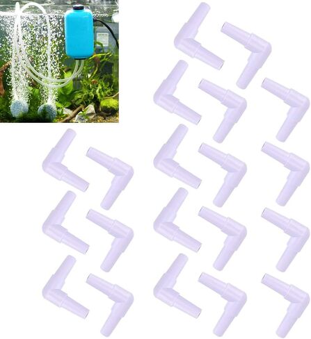 Plastic Hose Barb Fittings, 20pcs Hose Barb 90 Degree L Right Angle Elbow Union Fitting Water Fuel Air Aquarium Joints Increasing Oxygen Pump Tubing Connectors in Kuwait