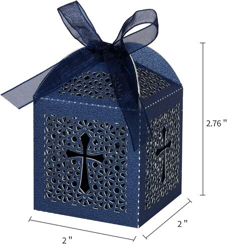 KPOSIYA 70 Pack Baptism Favor Boxes,Laser Cut Candy Boxes with Ribbons, Party Favor Small Gift Boxes for Baby Shower Baptism Decorations First Birthday Party Christening Favor (Pink-70) in Saudi Arabia