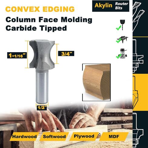 Aylin Convex Oval Edge Router Bits (3/4" Bead 1/2" Shank) in Kuwait