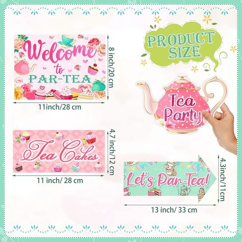20 Pieces Floral Tea Party Sign Tea Party Decorations Directional Sign Cardboard Yard Signs for Outdoor Lawn Arrow Sign for Tea Party Bridal Shower in Saudi Arabia