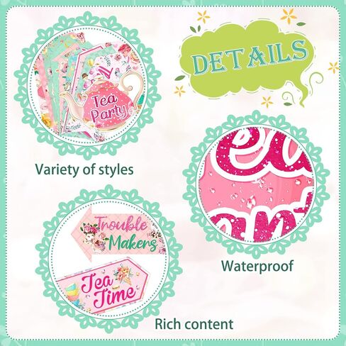 20 Pieces Floral Tea Party Sign Tea Party Decorations Directional Sign Cardboard Yard Signs for Outdoor Lawn Arrow Sign for Tea Party Bridal Shower in Saudi Arabia