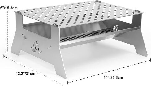 only fire Portable Charcoal Grill, Heavy Duty Stainless Steel Foldable Barbecue Grill with Carry Bag and BBQ Tong for Patio Backyard, Outdoor Camping, Picnic and Hikin in Kuwait