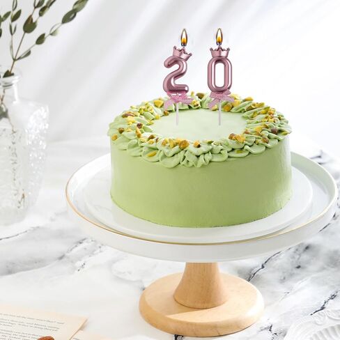 20th Birthday Candles, Rose Gold 20 Year Old Number Birthday Candles, Number 20 Candles for Men Women, Birthday Party Decorations Cake Topper Gifts for Wedding Anniversary Celebration in Saudi Arabia