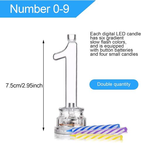 20 Pieces Birthday Number Candle Flashing Multicolor Light up Cake Candle Set LED Number Birthday Cake Topper Candle with 80 Pieces Wax Candles for Birthday Anniversary Celebration in Saudi Arabia