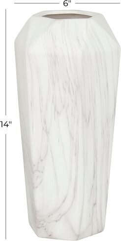Deco 79 Contemporary Ceramic Cylinder Vase, 6" x 6" x 15", White in Kuwait