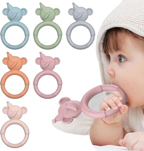 ألعاب التسنين للأطفال من ME.FAN [6 عبوات] لعبة تسنين الأطفال من السيليكون للرضع بعمر 3 أشهر فما فوق، عضاضة الأطفال المصنوعة من السيليكون لتهدئة آلام التسنين، ألعاب مضغ للأطفال لامتصاص احتياجات النحل in Kuwait