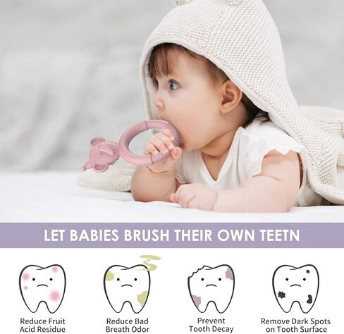 ألعاب التسنين للأطفال من ME.FAN [6 عبوات] لعبة تسنين الأطفال من السيليكون للرضع بعمر 3 أشهر فما فوق، عضاضة الأطفال المصنوعة من السيليكون لتهدئة آلام التسنين، ألعاب مضغ للأطفال لامتصاص احتياجات النحل in Kuwait