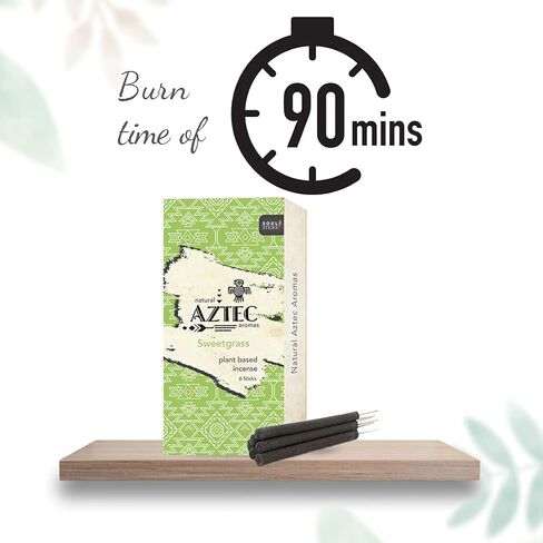 عصي الروح ازتيك | 6 قطع من أعواد البخور المصنوعة يدويًا من الراتنج الحرفي لتنظيف المساحة وإزالة الطاقة السلبية وغير سامة مصنوعة يدويًا من البخور النباتي (العشب الحلو) in Kuwait