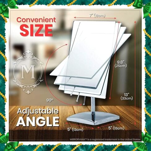 MIRRORVANA Large Free Standing Mirror - Frameless, Gold-Plated, Beveled Design for Desk, Retail Counter, Bathroom and Vanity Dressing Table (9.8" x 7") in Saudi Arabia