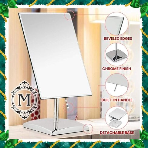 MIRRORVANA Large Free Standing Mirror - Frameless, Gold-Plated, Beveled Design for Desk, Retail Counter, Bathroom and Vanity Dressing Table (9.8" x 7") in Saudi Arabia