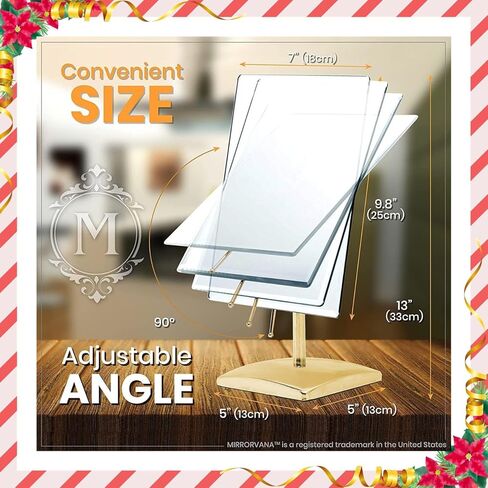 MIRRORVANA Large Free Standing Mirror - Frameless, Gold-Plated, Beveled Design for Desk, Retail Counter, Bathroom and Vanity Dressing Table (9.8" x 7") in Saudi Arabia