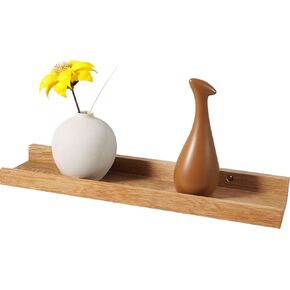 Floating Shelves Wall Mounted, 12 Inch Wall shelves for Decor and Storage, Natural Solid Oak Wood Shelf, Picture Ledge for Bedroom/Bathroom/Living Room/Kitchen/Laundry Room, Natural Color