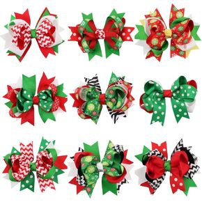 Himine 9Pcs Halloween Christmas Cartoon Bowknot Hairpin Accessories for Girls (Christmas) in Kuwait