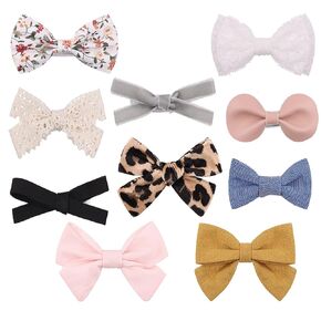 10 قطع من مشابك شعر الفتيات الصغيرات، فيونكات من الدانتيل، مشبك ذيل حصان، إكسسوارات شعر مصنوعة يدويًا للأطفال حديثي الولادة والأطفال الصغار in Kuwait